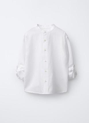Лляна біла сорочка zara для хлопчика