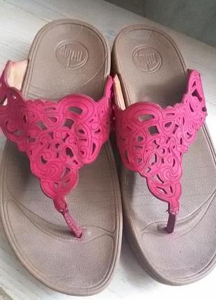 Fitflop (usa) шлепанцы замша+кожа,малиновые р. 37 - 24 см