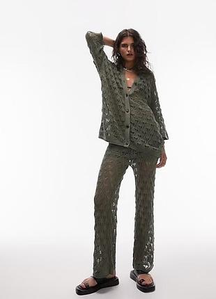 Ажурний кардиган кроше  topshop хакі  розмір s-m