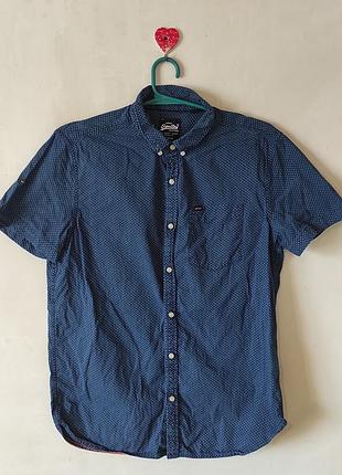 Чоловіча сорочка superdry з коротким рукавом l / л (в горошок / мікропринт)
