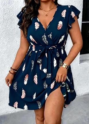 🥰 сукня з поясом в принт shein 2xl