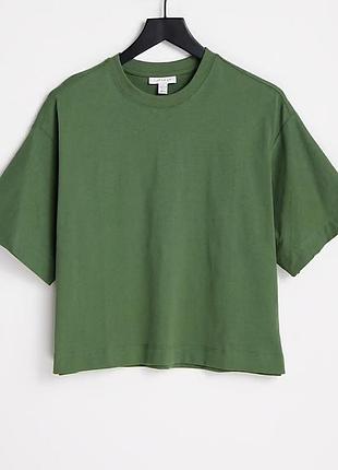 Вкорочена футболка topshop хакі розмір l