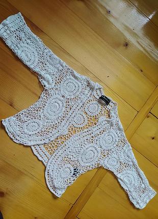 Ажурный кардиган, вечерняя накидка claudia c, стиль vintage / boho" 100% вискоза