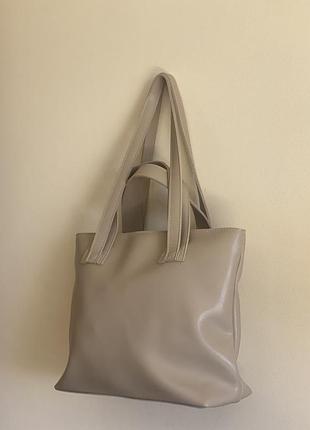Базова бежева сумка-шопер shein на блискавці (tote bag)