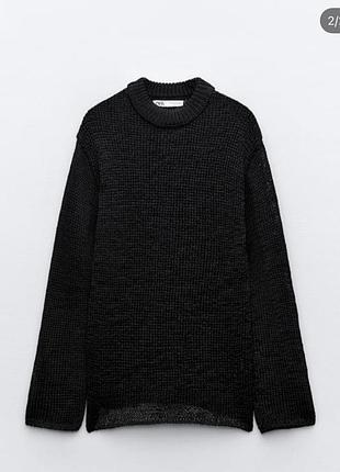 Чорний светр кофта джемпер вʼязаний сітка кольчуга zara