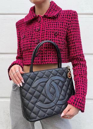 Сумка chanel medallion tote чорна  шкіра caviar оригінал