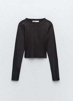Базовий чорний кроп-лонгслів zara