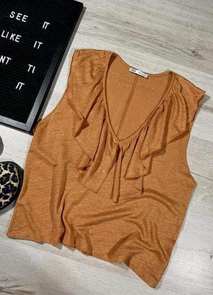 Лляна майка з оборкою zara