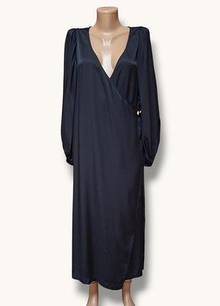 Женское черное платье на запах с широкими рукавами h&amp;m