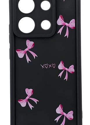 Чехол shock case print для xiaomi redmi note 13 4g бампер силиконовый черный с рисунком бантики