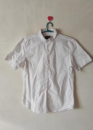 Чоловіча біла сорочка primark з коротким рукавом, розмір xl (slim fit)