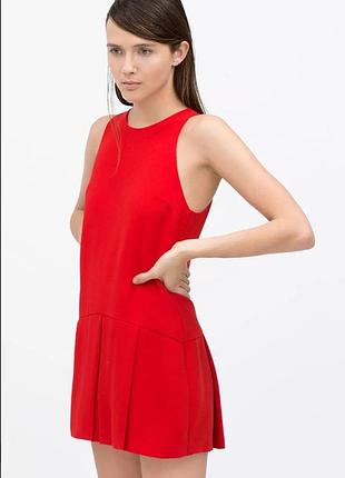 Эффектный красный комбинезон / юбка-шорты zara trafaluc (размер s)