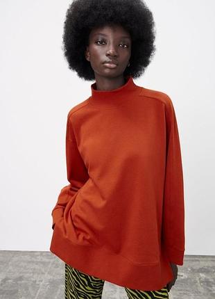 Хлопковый терракотовый свитшот с воротником стойкой zara 
✨✨✨✨✨✨✨✨✨✨✨