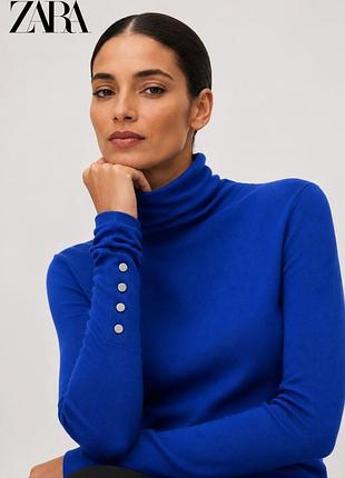 Zara водолазка royal blue з декоративними ґудзиками