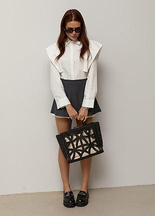 Костюм-двійка із сорочкою та мініспідницею - білий цвет, m (є розміри)