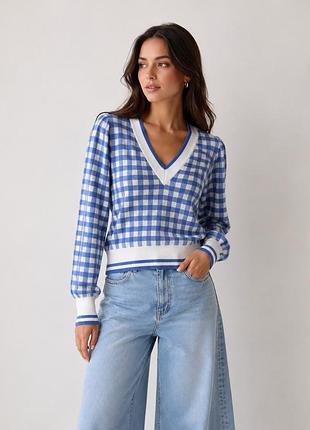 Джемпер пуловер kaos jeans made in italy, клітинка, розмір m
