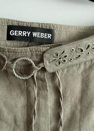 Лляні брюки штани сіро бежевого кольору зеленкуваті gerry weber uk18 eur44 великий розмір брюки штаны свободный крой большой размер