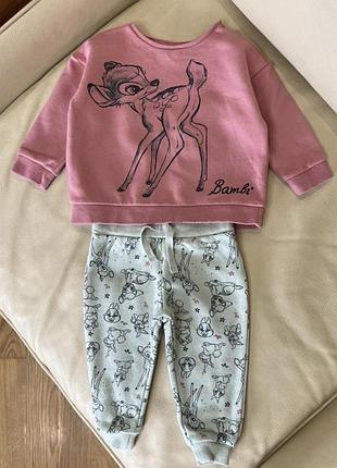 Костюм на дівчинку від disney baby bambi 6-9 міс ріст 74  верх дов 32.5, шир 32, плече приспущене рукав від горла 32.5, низ дов 38, крок 23, пояс 21.5