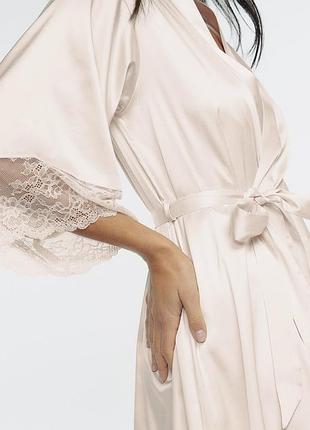 Атласний халат boux avenue бежевий розмір m-l