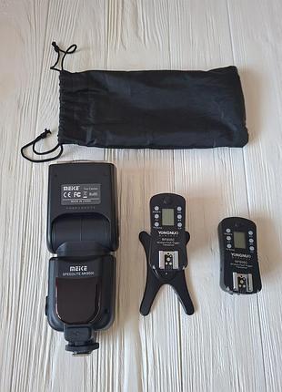 Вспышка meike mk950ii for canon + радиосинхронизаторы yongnuo rf605c (2 шт)