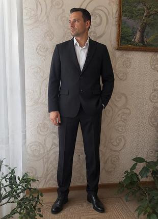 Костюм мужской feerico cavallini классический темно-серый, шерсть 80% и вискоза 20 %, размер 52, на рост 176 см