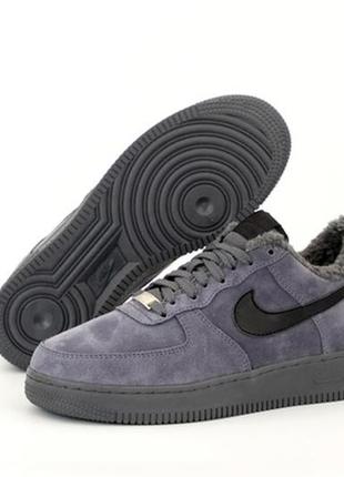 ❄️❄️❄️nike air force 1 low grey winter❄️❄️❄️зимні кросівки найк з хутром сірі, кроссовки зимние найк