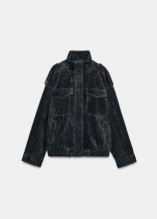Замшевий бомбер zara кольору антрацит