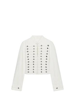Гусарський піджак zara білий, приталена джинсова куртка zara з ґудзиками