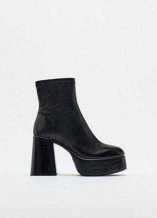 Женские кожаные ботильоны zara 37 кожаные ботинки зара