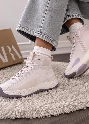 Хайтопи кросівки високі кеди zara рожеві