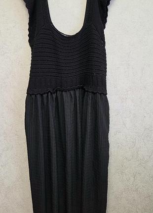 Чорна фактурна сукня-сарафан максі yours з ажурним вязаним верхом (plus size) р.22-24(56‐58) (2xl-3xl)