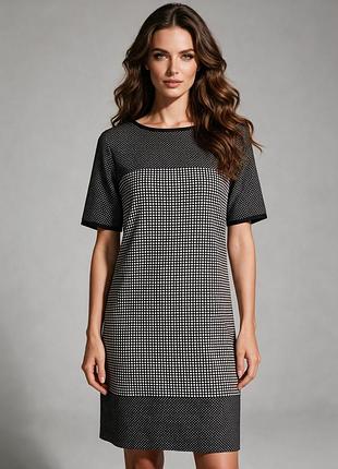 Теплая вискоза 🖤 great plains 👗 платье-туника 🤍 в горошек прямого кроя s-l