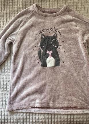 Піжама ( кофта та штани) дуже мʼякі ( рожеві з котом на кофті, s)