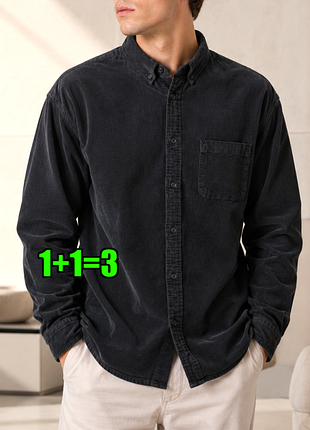 😉1+1=3 фирменная графитовая мужская рубашка оксфорд микровельвет asos, размер 52 - 54