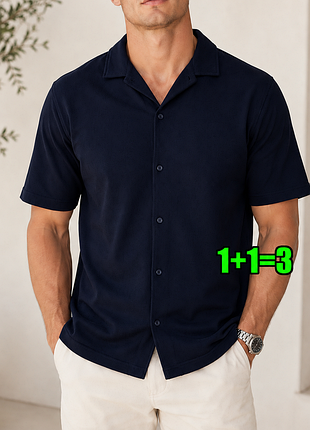 😉1+1=3 фирменная темно-синяя мужская рубашка f&amp;f, размер 52 - 54