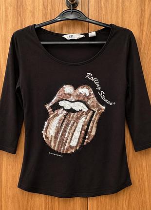 H&m rolling stones — лонгслив / футболка з паєтками, рукав 3/4, 134/140 2