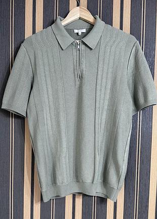 Reiss l трикотажное вязаное поло фисташковое зеленое хаки