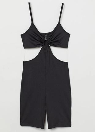 H&m чорний облягаючий ромпер комбінезон із шортами лінійки divided