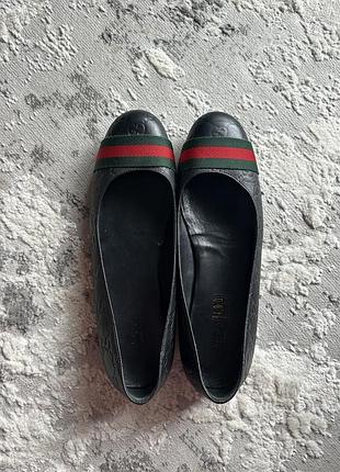 Балетки туфлі gucci оригінал 39 шкіряні чорні