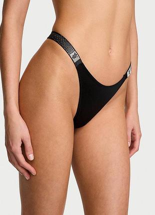 Трусики стринги з камінчиками victoria’s secret оригінал розмір м чорні