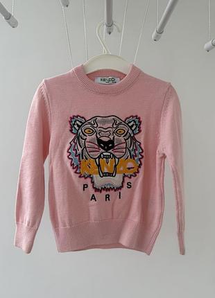 Рожевий в'язаний светр із тигром (kenzo), розм. 74-80 см (дивіться заміри)
