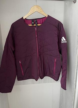 Куртка демісезонна adidas z.n.e. padded jacket оригінал оверсайз  s m l xl бордова / фіолетова стьобана
