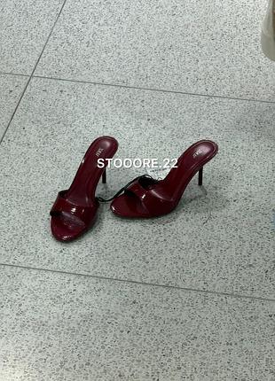 Червоні мюлі босоніжки zara, шльопанці на підборах зара