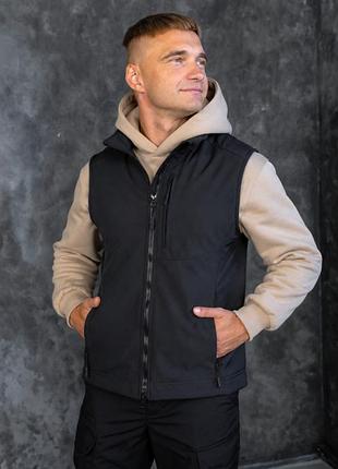 Жилет urban softshell на флісі чорний