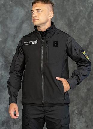 Жилет tactical поліція softshell на флісі чорний
