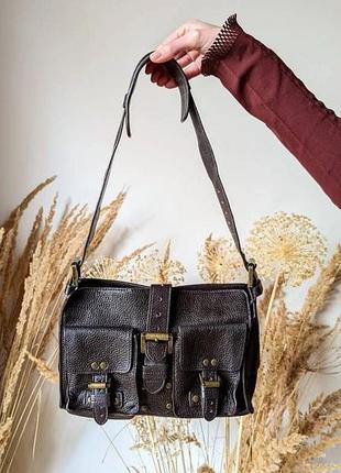 Автентична британська сумка через плече mulberry blenheim з класичної дубової шкіри