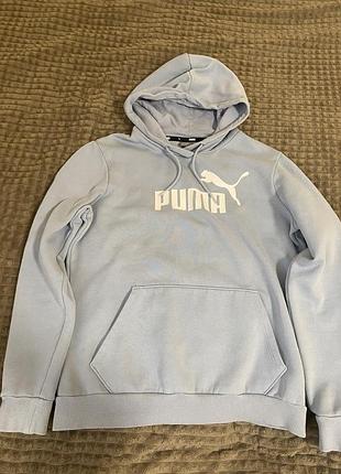 Худі толстовка жіноча утеплена на флісі puma розмір s/m блакитна