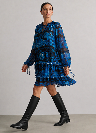 Платье desigual шифоновое с кружевом и воланами в бохо стиле (р. 42 / l)