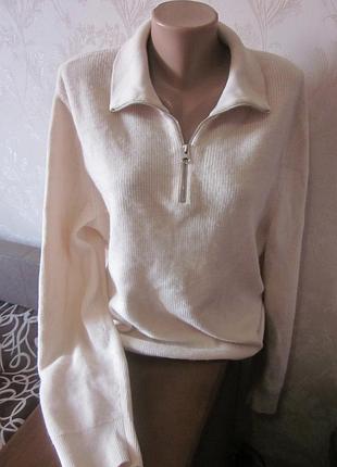 Свитер / джемпер arket шерсть и хлопок с воротником на молнии (half-zip).состояние новое