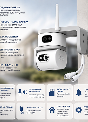 Камера видеонаблюдения smarthd aig8 + 4g ptz 360 ° с двумя объективами